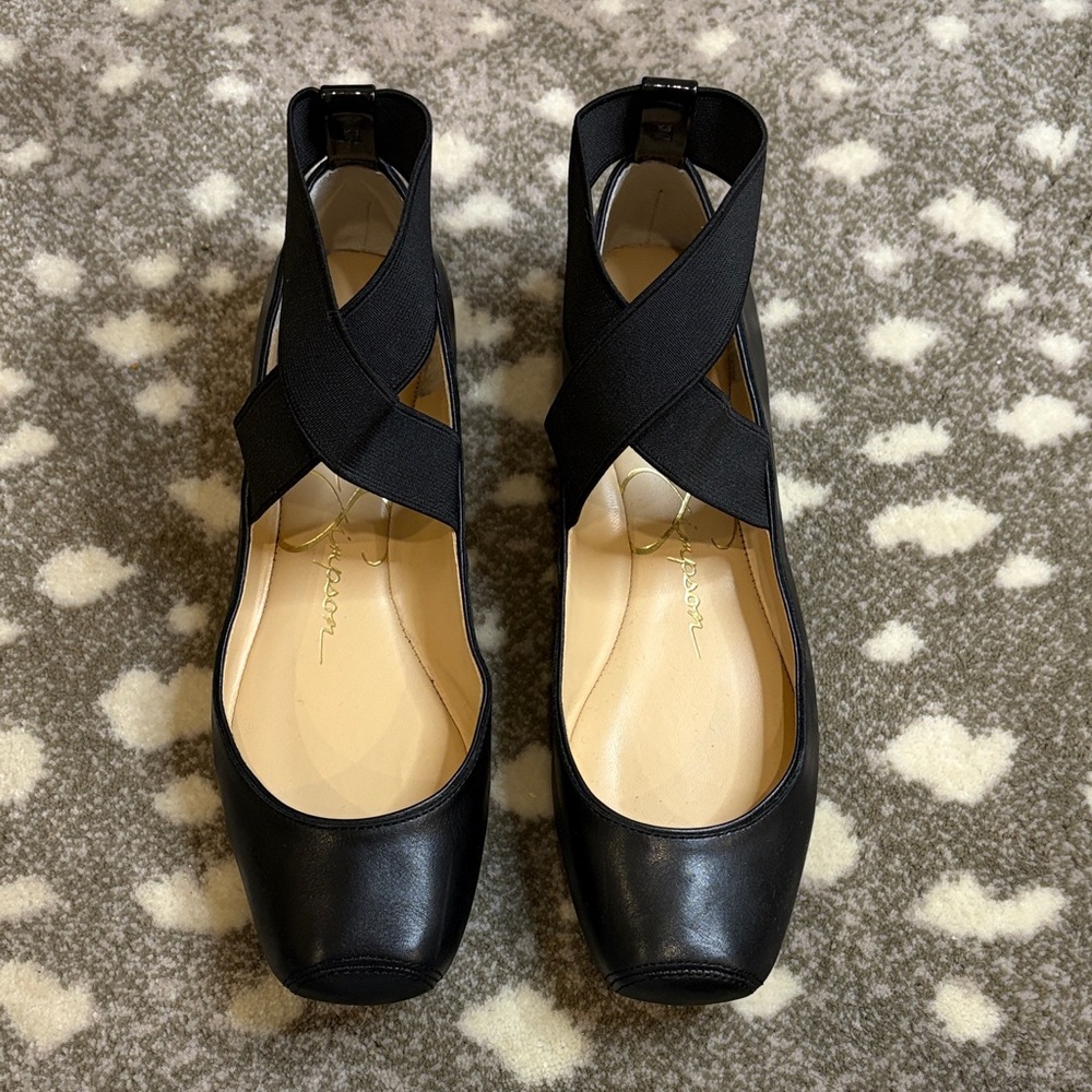 Jessica Simpson Black Cross-Strap Flats